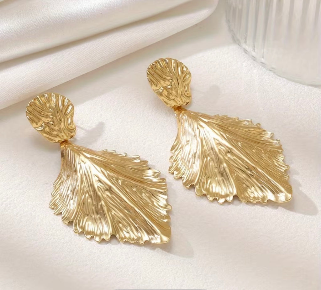 Leaf statement earrings