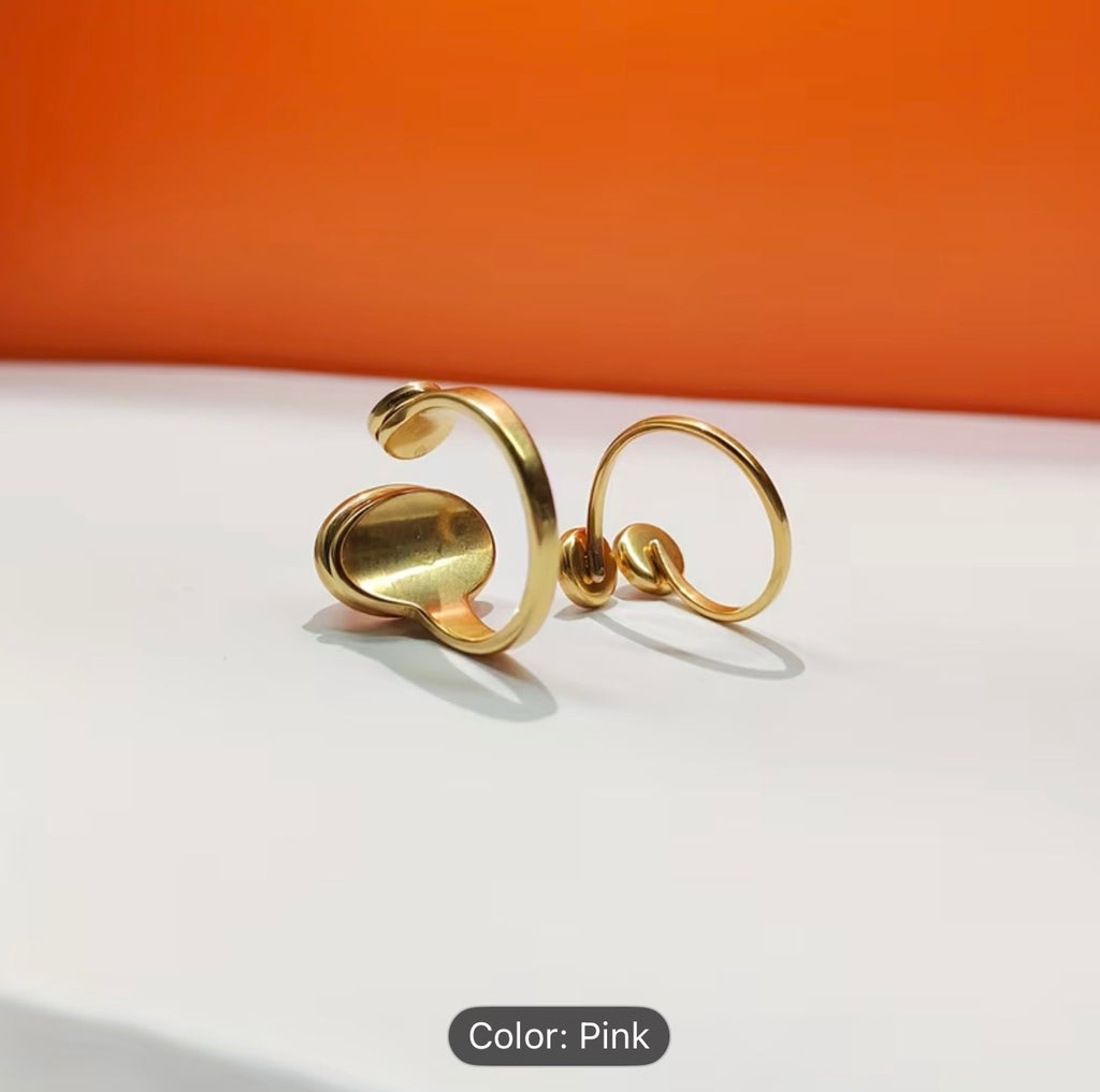 Pink Gem Ring - Set of 2