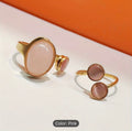 Pink Gem Ring - Set of 2