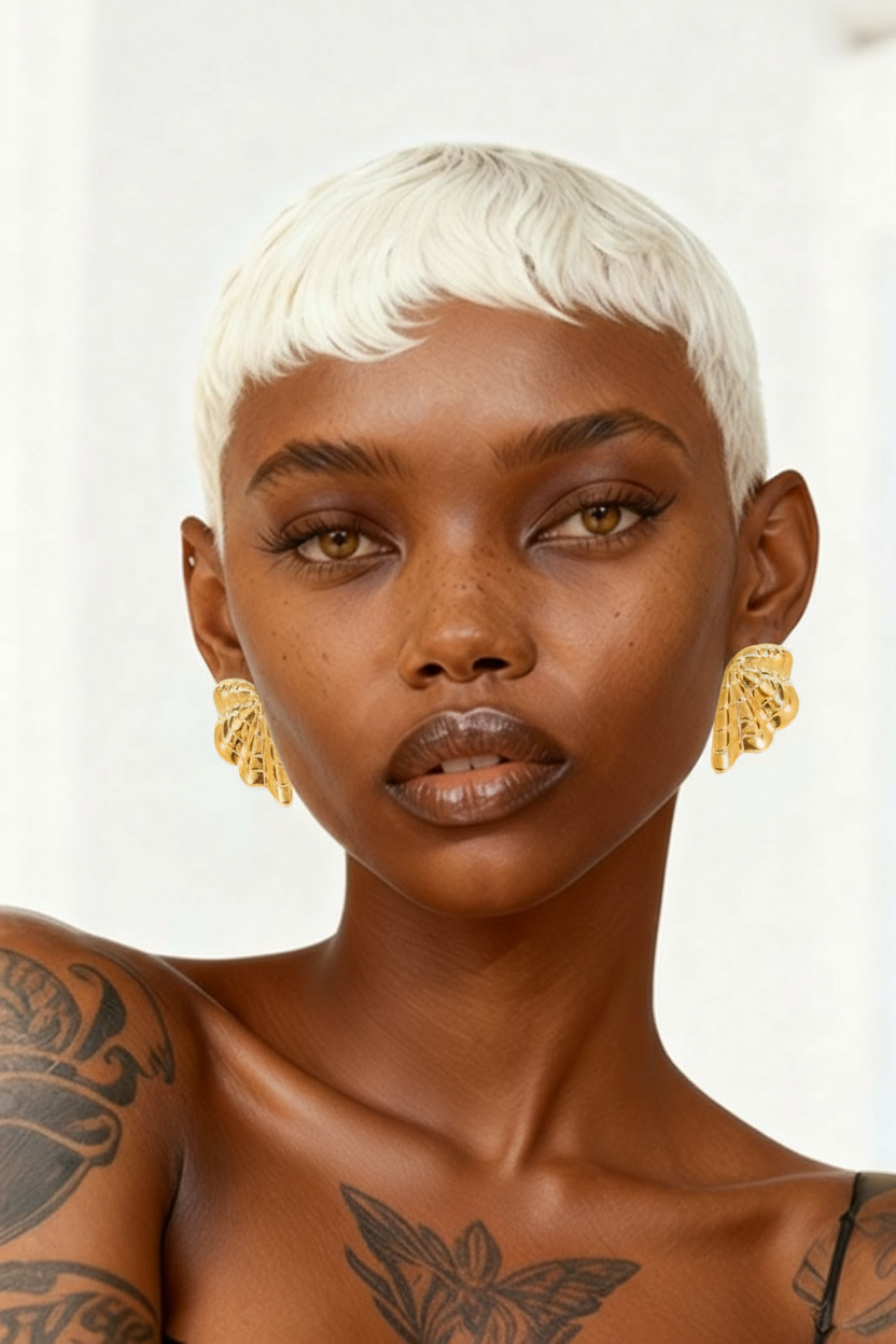 Ribbed wings earrings