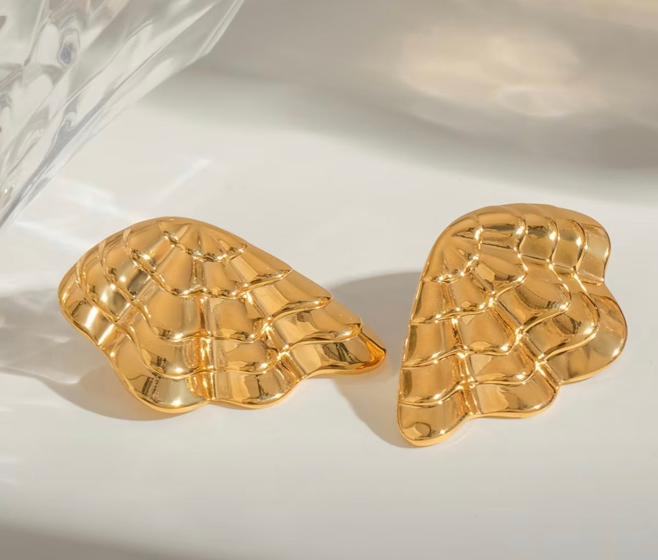 Ribbed wings earrings