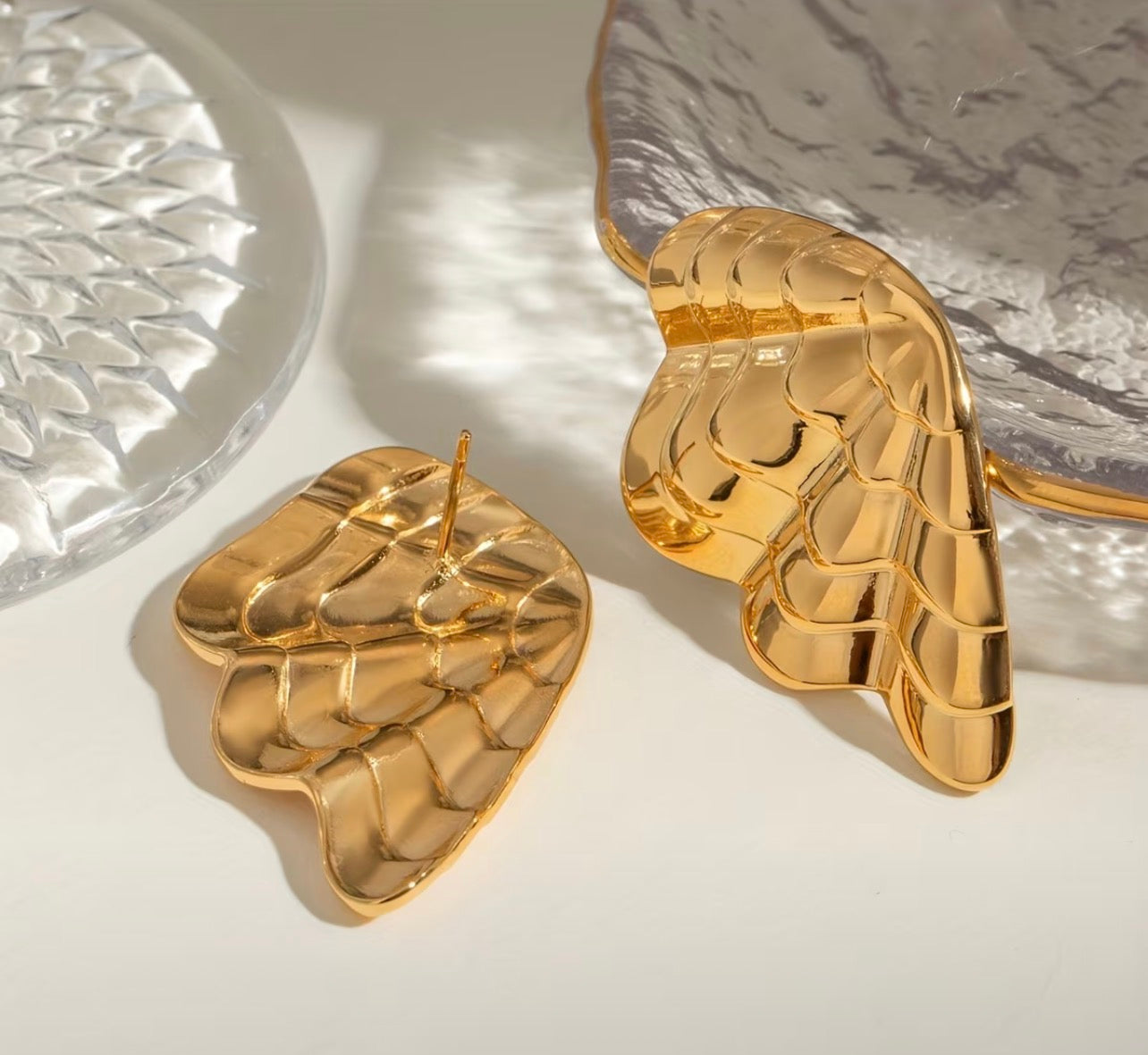 Ribbed wings earrings