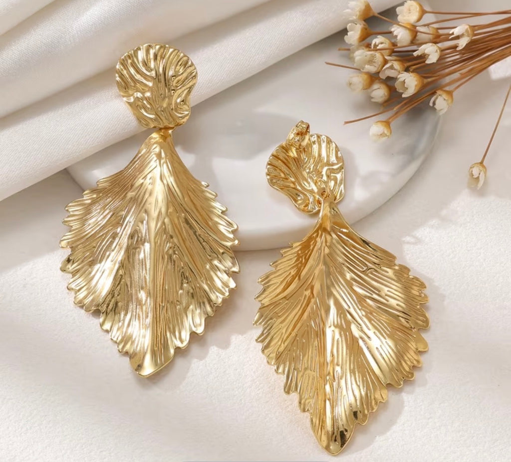 Leaf statement earrings